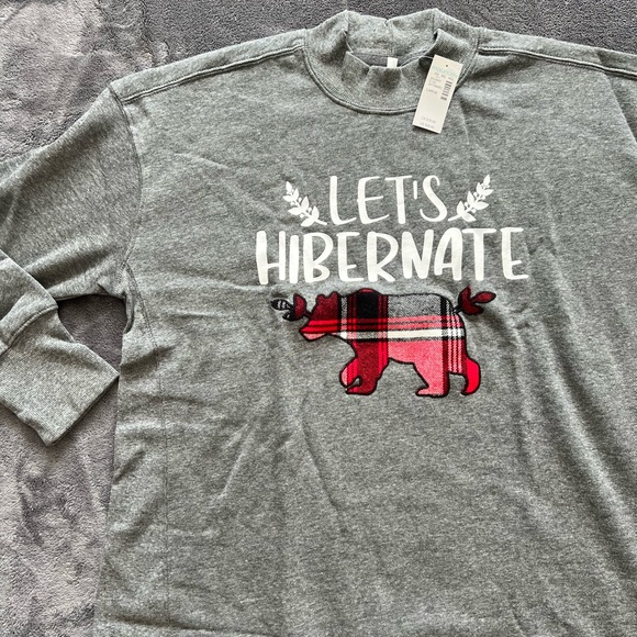✨HP x2 NWT Maurices “Let’s Hibernate” Grey Sweater Size Large New - Picture 3 of 8